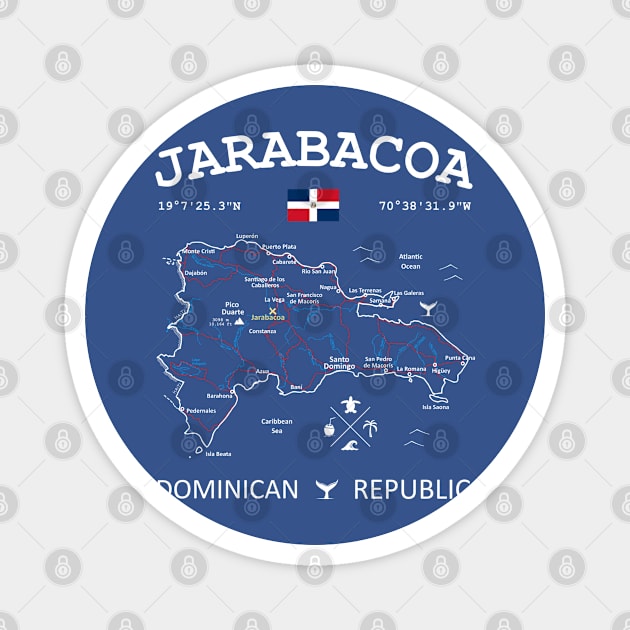 Jarabacoa Dominican Republic Flag Travel Map Coordinates GPS Magnet by French Salsa